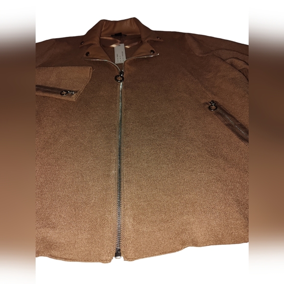 Belldini Black Label Plus Size Motorcycle Sweater Jacket. Almond. Nude Brown 2X. - Picture 5 of 14